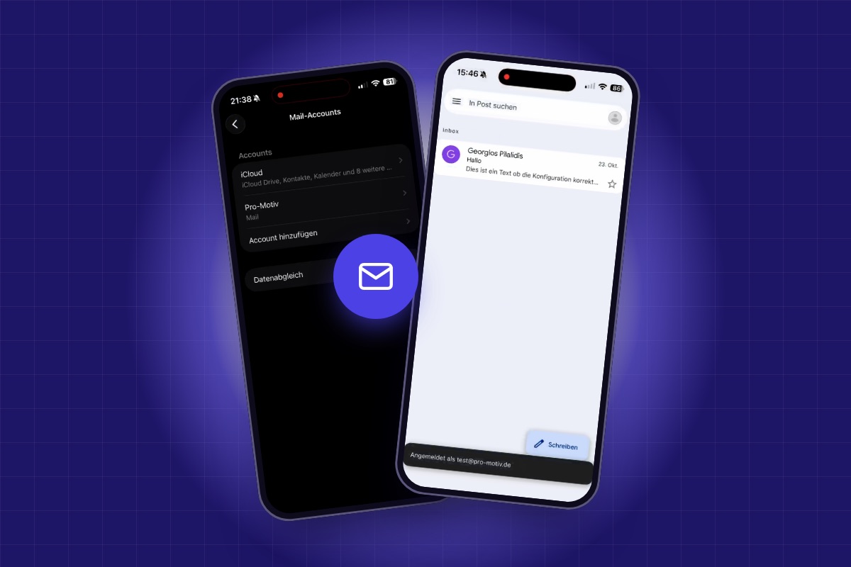 E-Mail-Postfach auf iPhone-Mail und in der Gmail-App eingerichtet