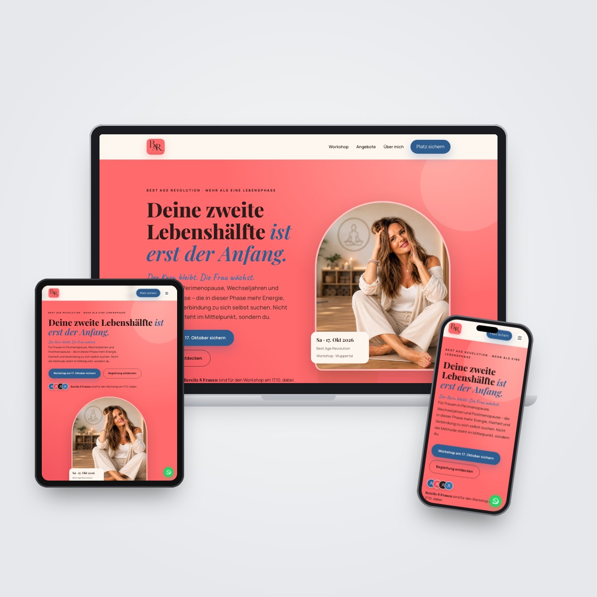 Website von Best Age Revolution auf Laptop, Tablet und Smartphone