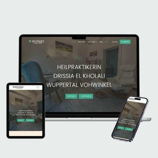 Website von Heilpraxis Wuppertal auf Laptop, Tablet und Smartphone