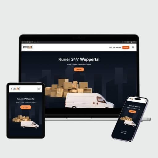 Website von Kurier-24h auf Laptop, Tablet und Smartphone